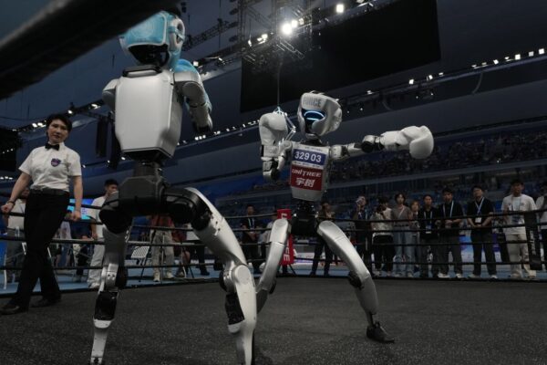 Robots compete in sports events at China's World Humanoid Robot Games