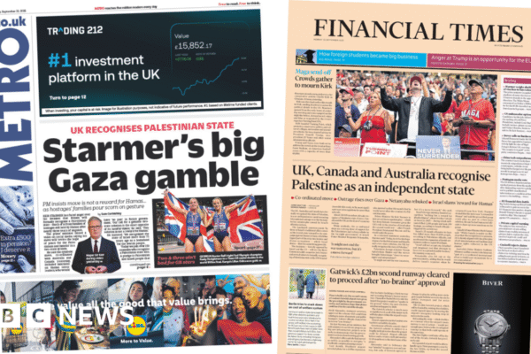 'Starmer's big Gaza gamble' and 'Maga send-off'