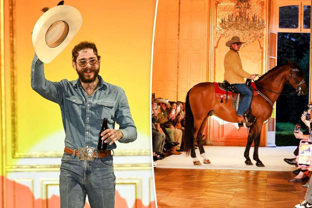 Post Malone's first Austin Post fashion show in Paris had a horse on the runway