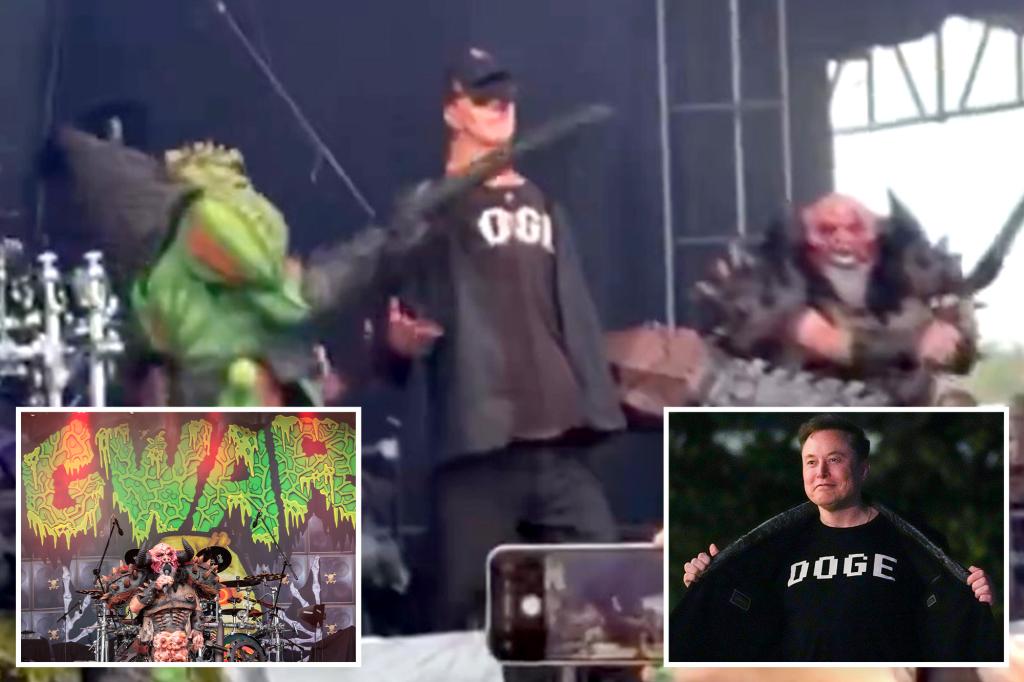 Metal band Gwar stage Elon Musk mock-beheading at Riot Fest