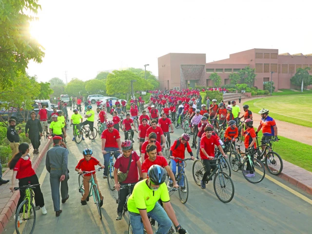 young cyclists hit the road as part of a heart health awareness drive led by the akuh photo express