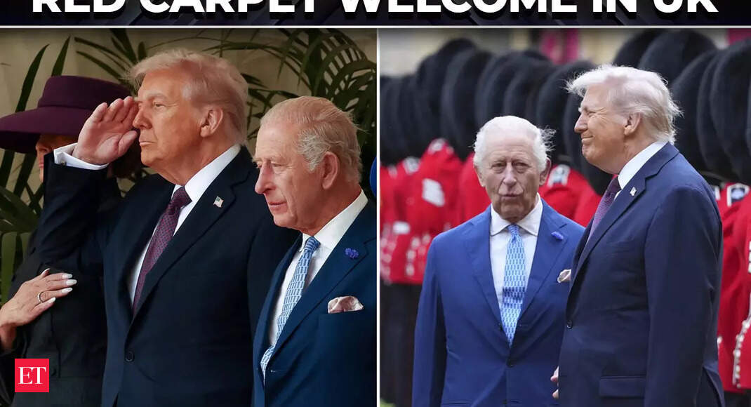 King Charles rolls out grand welcome for Trump in UK; 41 guns, 120 horses & 1,300 troops salute - The Economic Times Video