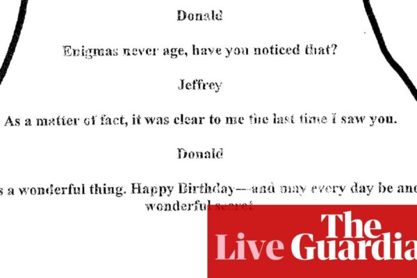 House committee releases image of ‘sickening’ Trump birthday note to Epstein – US politics live | US news