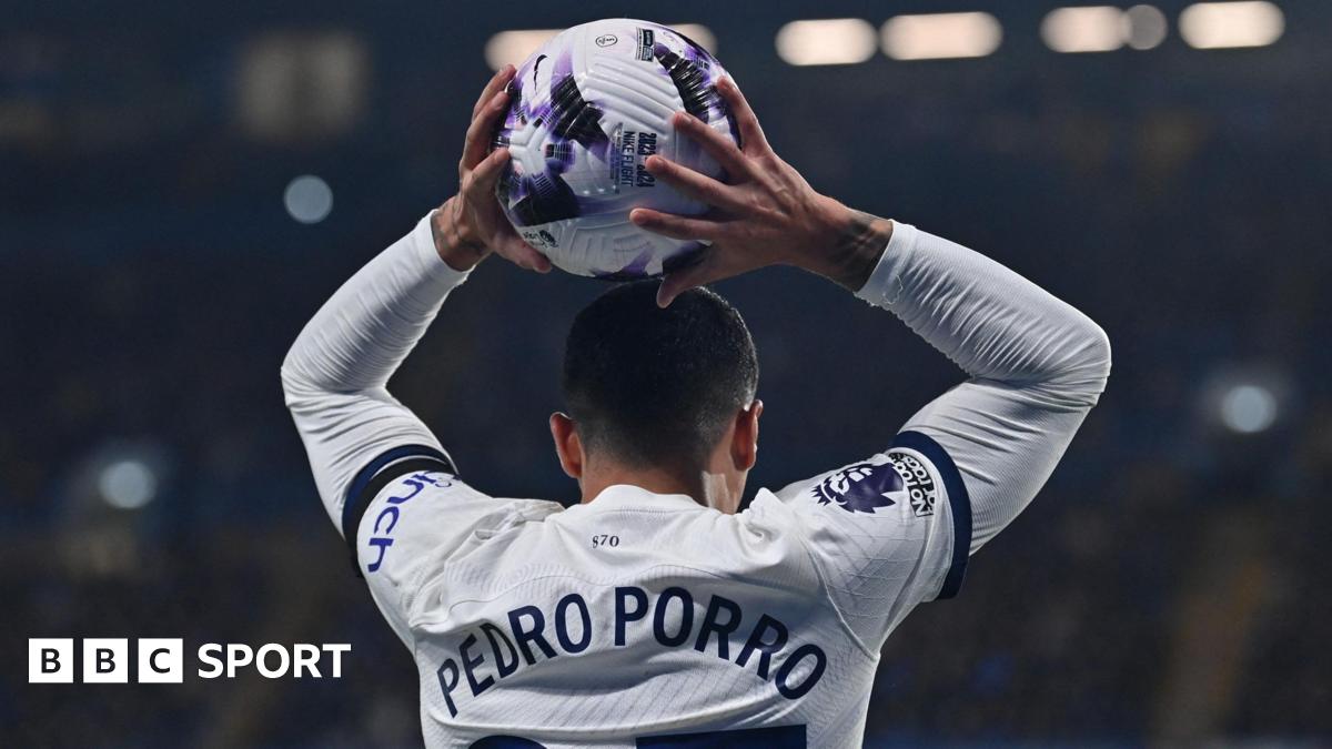 Pedro Porro takes a throw in