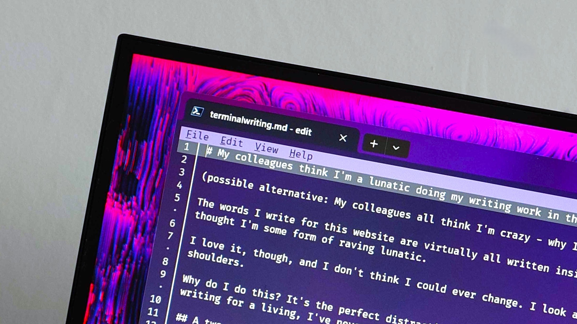I write articles in the terminal instead of Microsoft Word