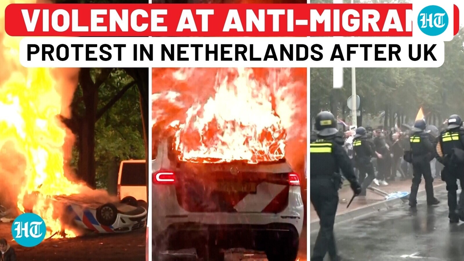 Violent anti-migrant protest in Netherlands after UK; police car on fire, cops thrashed| Els Rechts