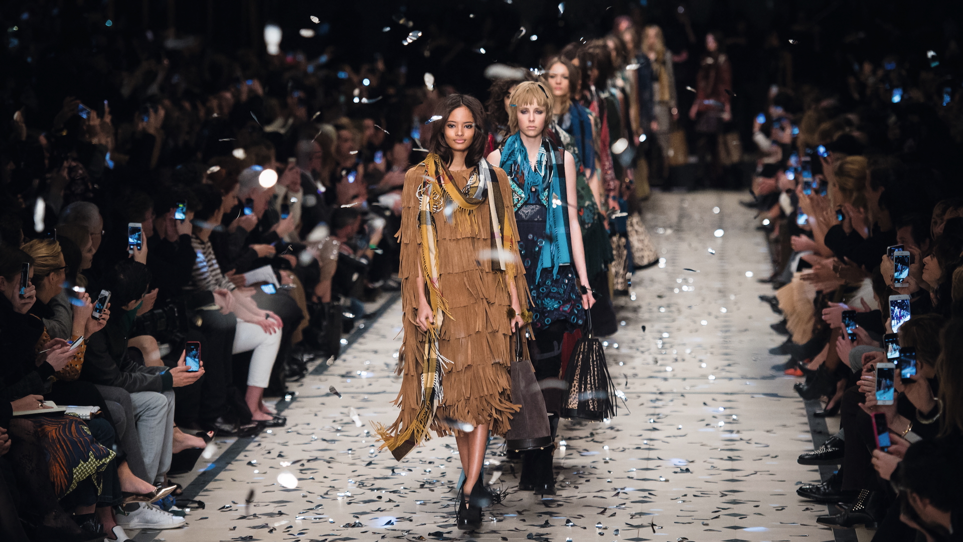 Models on the runway at London Fashion Week
