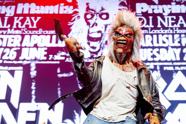 Eddie of Iron Maiden performs at Co-op Live on June 22, 2025 in Manchester, England.