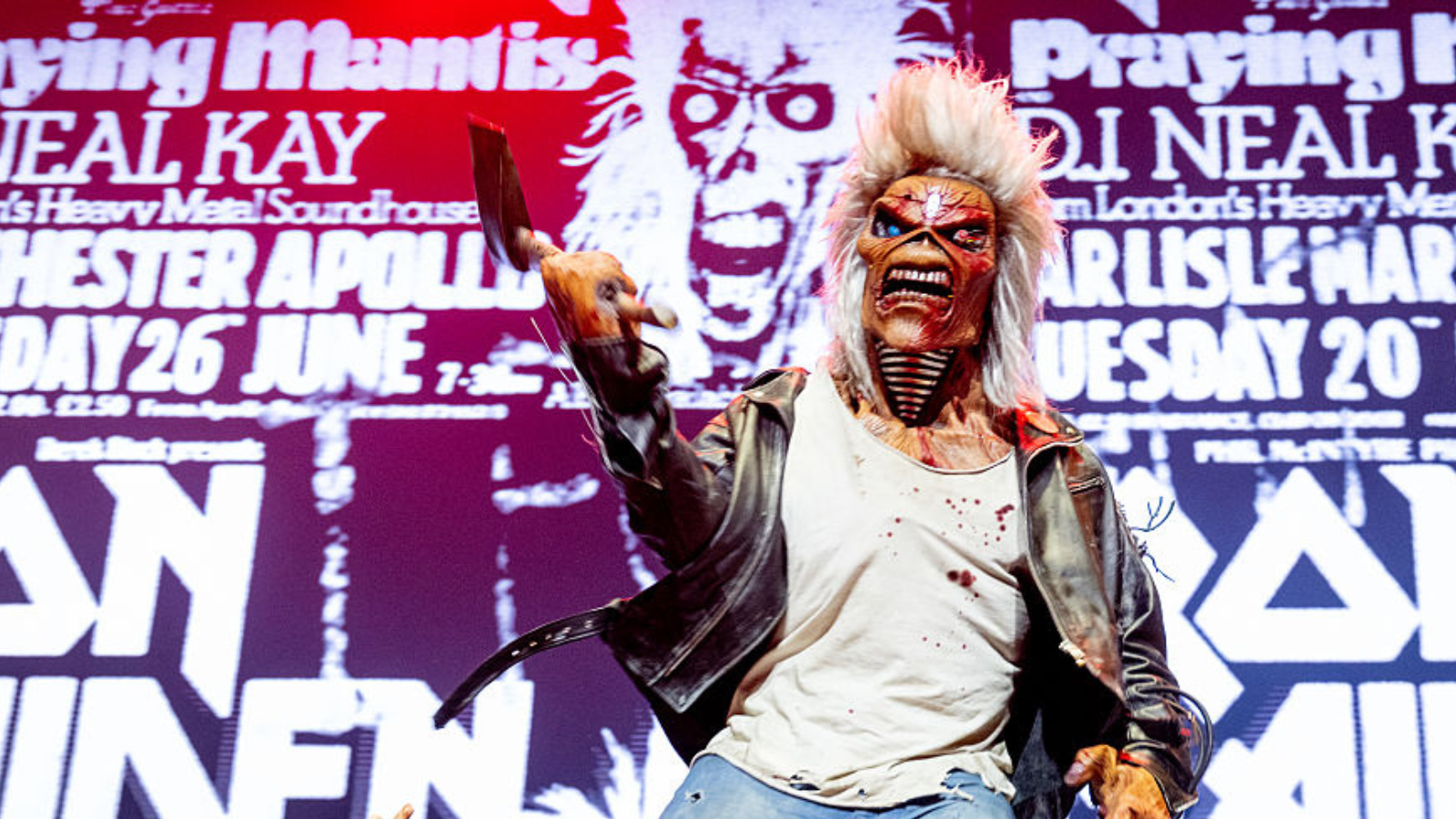 Eddie of Iron Maiden performs at Co-op Live on June 22, 2025 in Manchester, England.