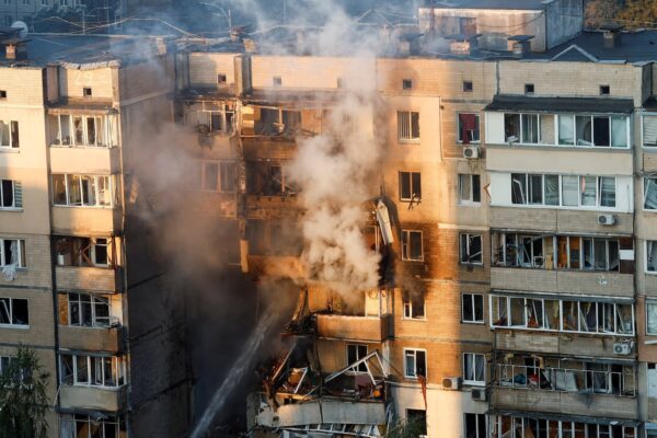 Russia's largest air attack on Ukraine sets fire to main government building