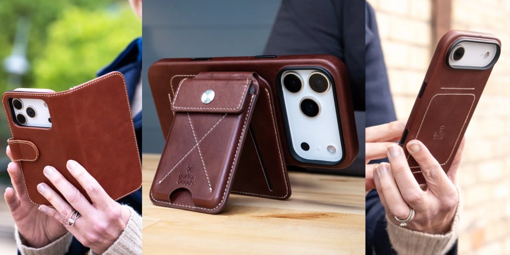 A collage of a man holding a cell phone