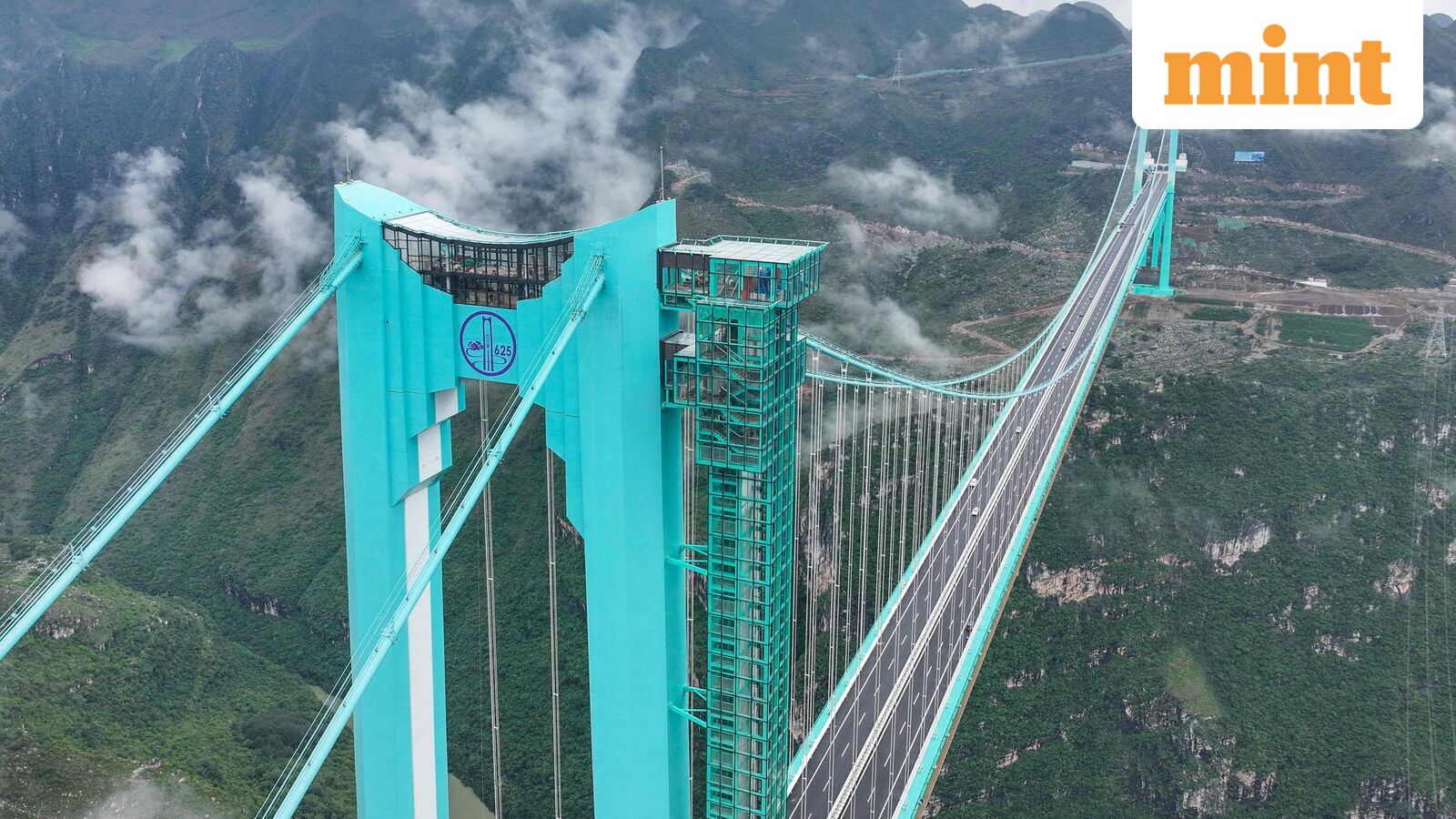The Huajiang Grand Canyon Bridge, the world’s highest, is seen in China’s southwest Guizhou province on September 27, 2025.