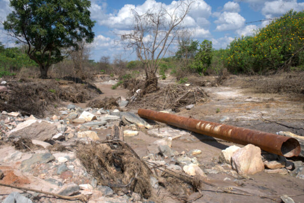 A landscape in Zambia 12 weeks after a Chinese copper mine spilled toxic waste laced with heavy metals, including lead, arsenic and uranium. Credit: Katie Surma/Inside Climate News