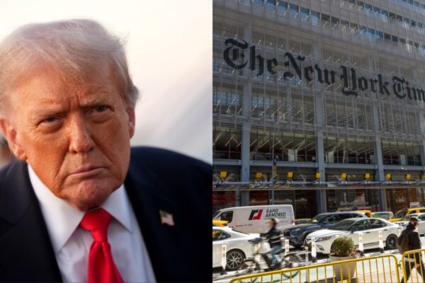 Donald Trump and NYT HQ