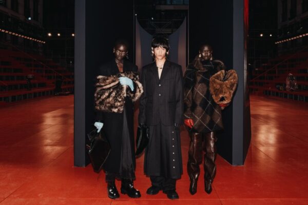 Three looks from the H&M Studio runway presentation during London Fashion Week