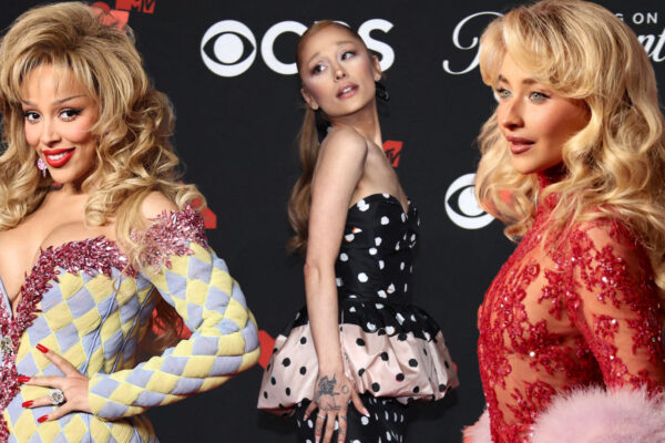 Doja Cat, Ariana Grande, and Sabrina Carpenter at the 2025 mtv vmas