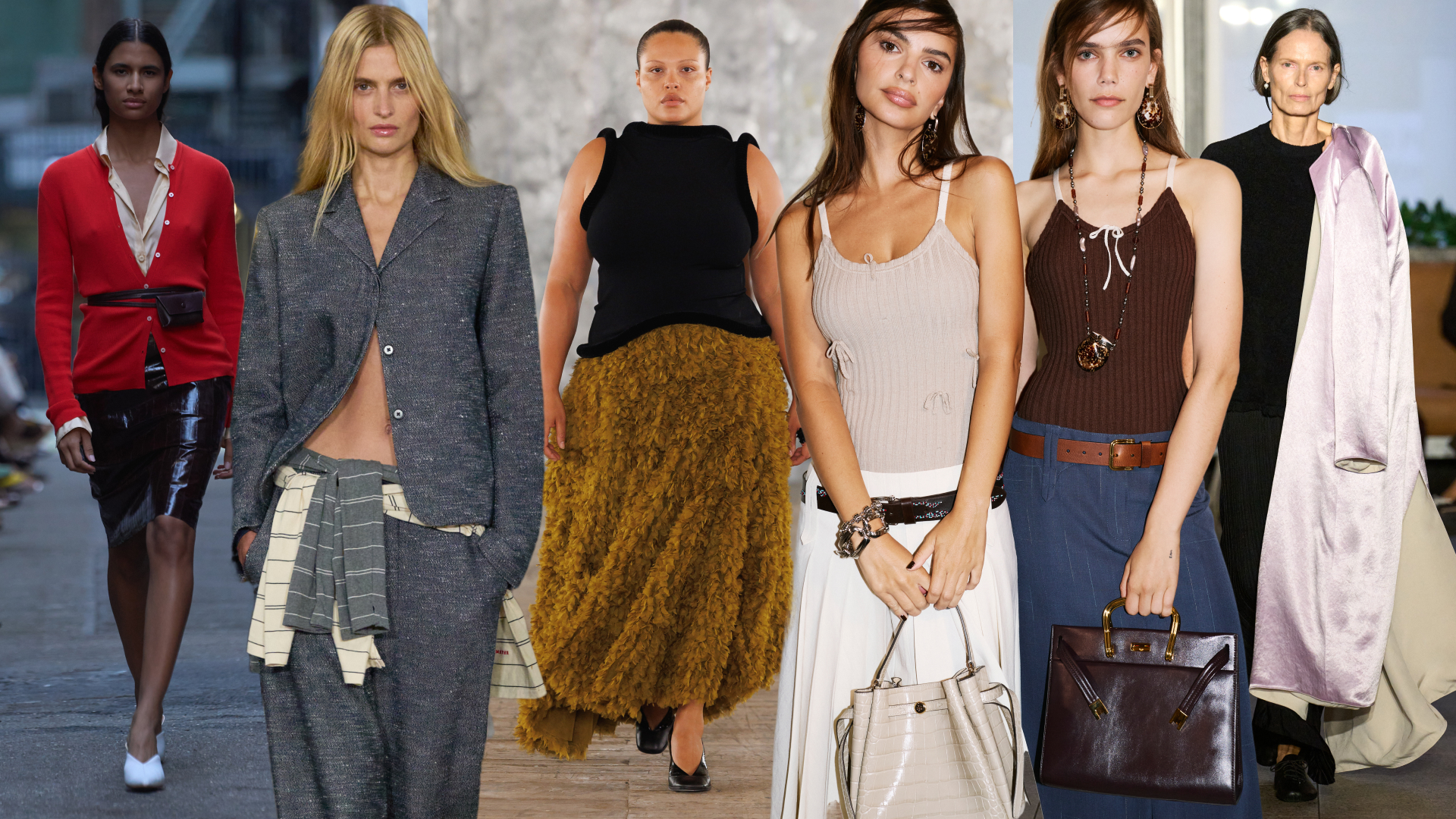 a collage of models at new york fashion week wearing the spring 2026 collections