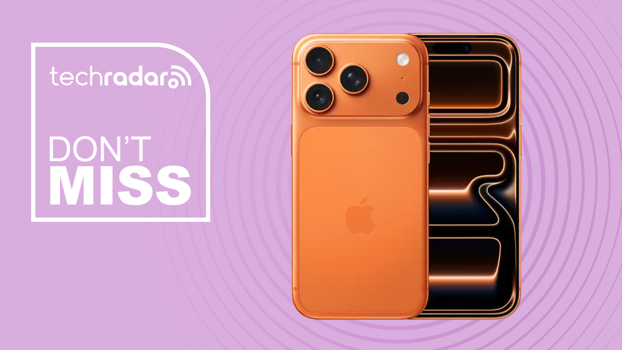 Apple iPhone 17 Pro on pink background with don't miss text overlay