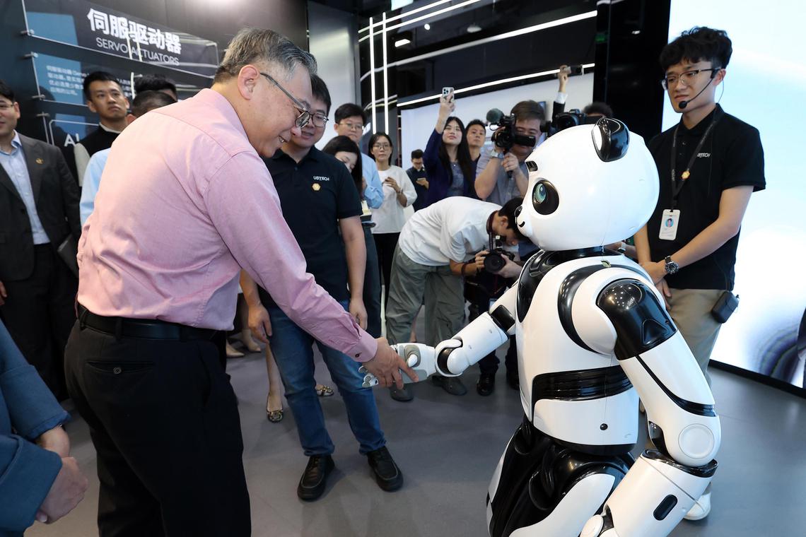 Deputy Prime Minister Gan Kim Yong visiting UBTech Robotics, a leading maker of humanoids and service robots, in Shenzhen on Sept 2.