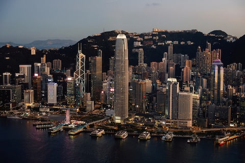 FILE PHOTO: A general view of the skyline buildings in Hong Kong, China July 13, 2021. REUTERS/Tyrone Siu/File Photo