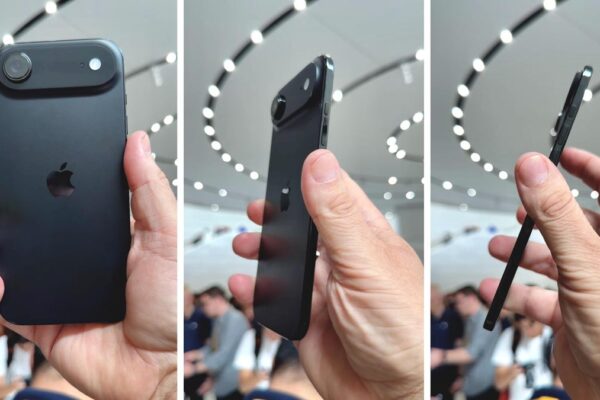 i phone air in hand shown in 3 different angles