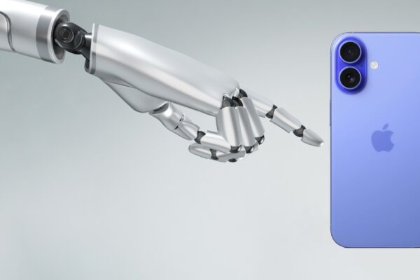 Robot hand touching an iPhone