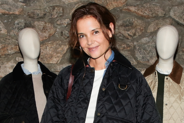 Katie Holmes brought back the barn jacket trend from fall 2024 at an upstate New York City event