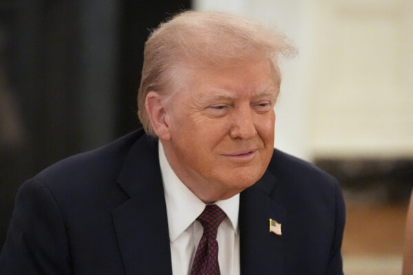 President Donald Trump speaks at a dinner