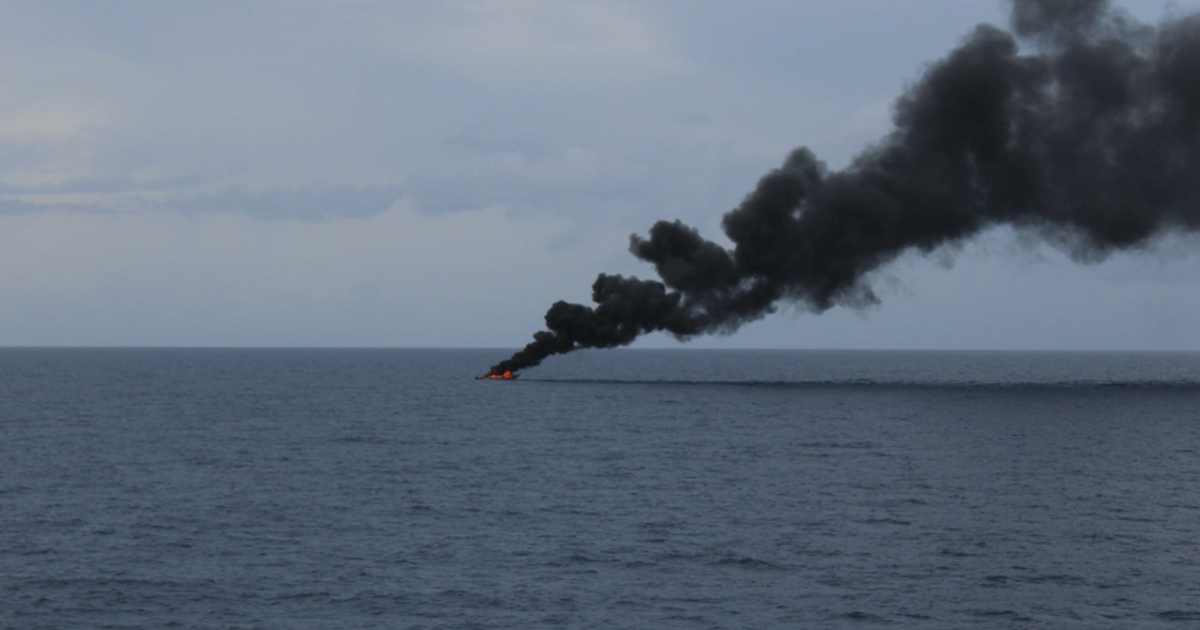 Coast Guard seizes over $220 million worth of cocaine, releases image of alleged drug boat on fire