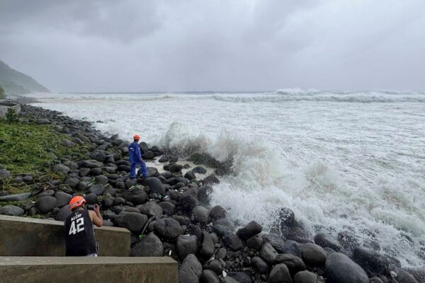 Strong waves batter Basco, Batanes province, northern Philippines, on Monday. (AP Photo/Justine Mark Pillie Fajardo)
