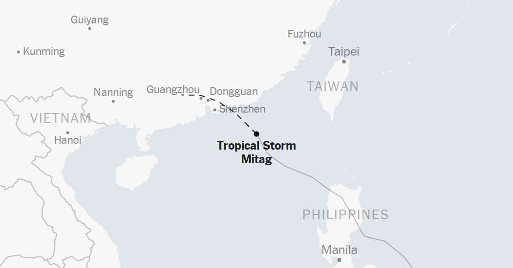 Maps: Tracking Tropical Storm Mitag