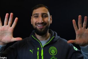 Gianluigi Donnarumma already has his (sizeable) hands on his first piece of silverware at Manchester City - the Premier League save of the month award