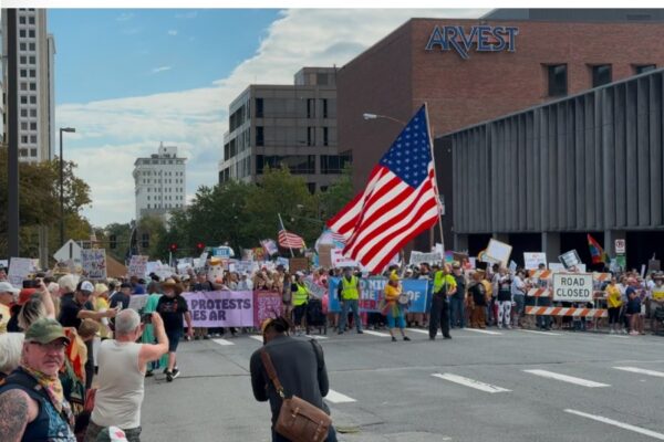 ‘No Kings’ protest fills downtown Little Rock streets