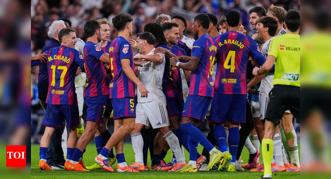 Security intervenes as El Clasico ends in a brawl; Dani Carvajal shuts down 18-year-old Lamine Yamal — 'You talk too much, talk now!' | Football News