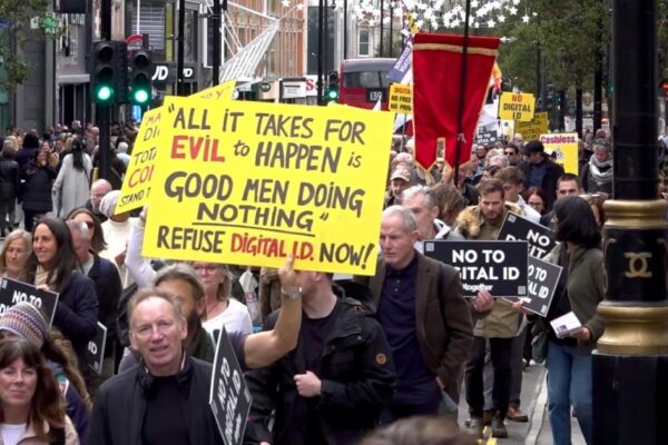 Thousands march through London in protest against digital ID plans