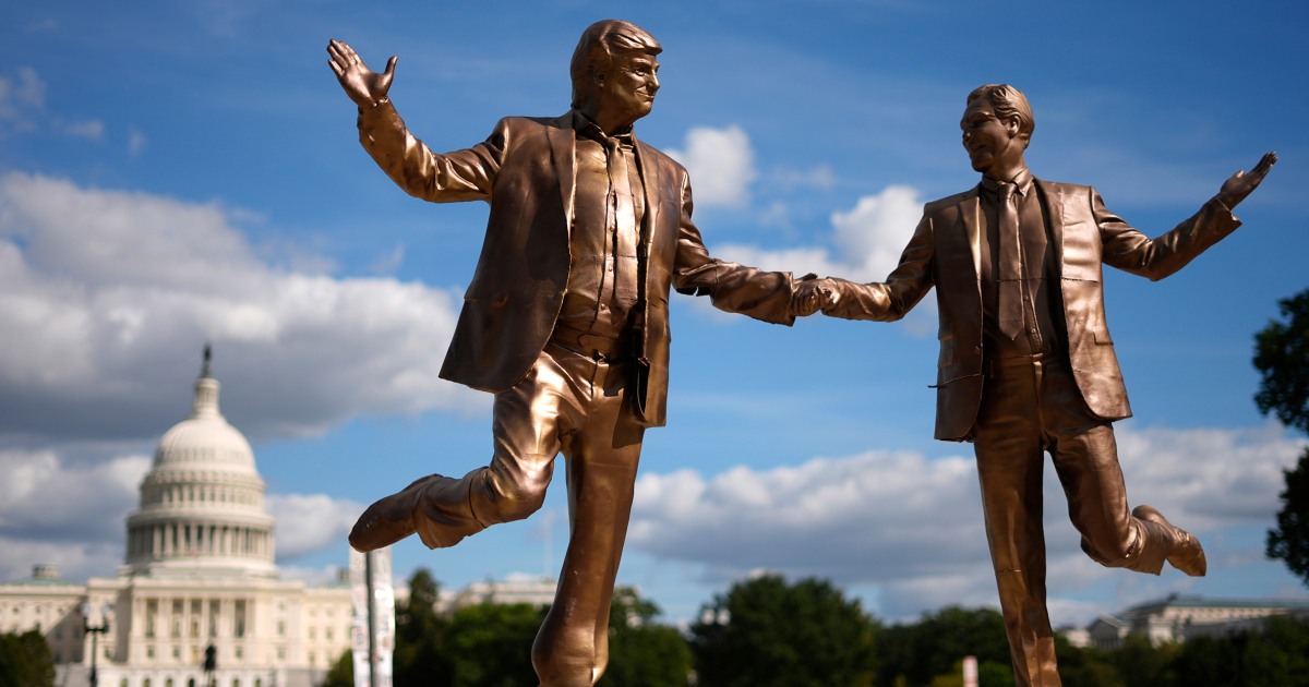 Statue of Trump and Epstein holding hands returns to National Mall
