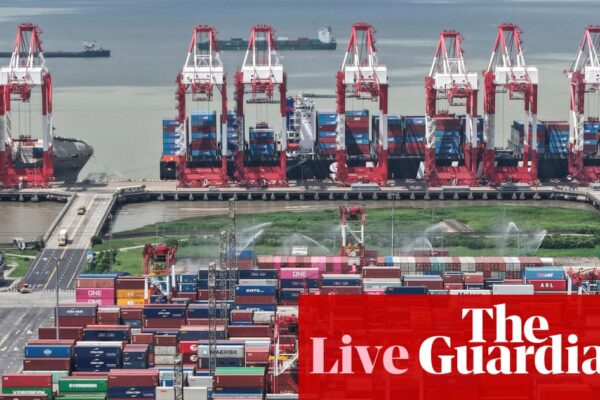 Asian stocks tumble on fresh US-China trade spat; Chinese exports beat forecasts – business live | Business