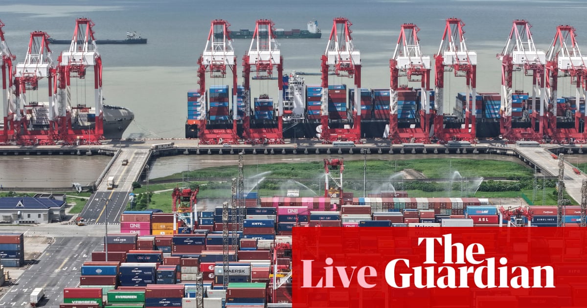 Asian stocks tumble on fresh US-China trade spat; Chinese exports beat forecasts – business live | Business