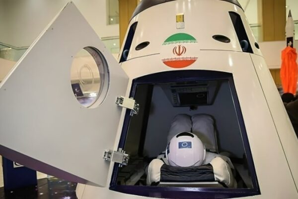 The mock-up of the human-carrying biosatellite capsule is one of Iran\