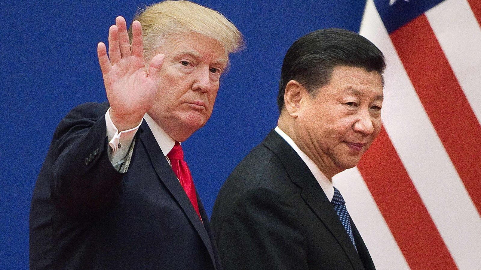 US President Donald Trump earlier said he would impose 100% tariffs on Chinese imports effective November 1, 2025, and vowed to impose export controls on “any and all critical software.” But, China opposed the move, warning of countermeasures. (In pic: File photo - US President Donald Trump (L) and China's President Xi Jinping leave a business leaders event at the Great Hall of the People in Beijing on November 9, 2017. (Photo by Nicolas ASFOURI / AFP)