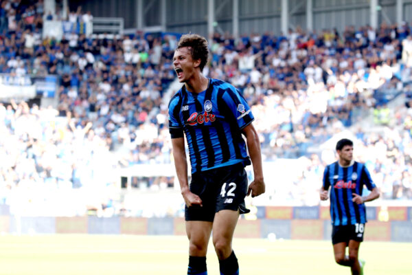 BERGAMO, ITALY - SEPTEMBER 14: Giorgio Scalvini of Atalanta BC celebrates after scoring his team