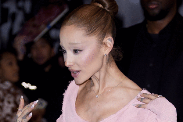 Ariana Grande is seen on October 27, 2025 in New York City.