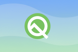 AppContext To Keep Apps Alive In Android The Android Q logo, a white stylized letter Q within a light green circle, centered on a professional flat design background with soft blue and green gradient waves.