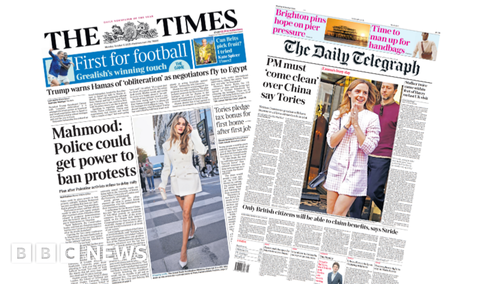 'Police could get power to ban protests' and 'PM must come clean over China'