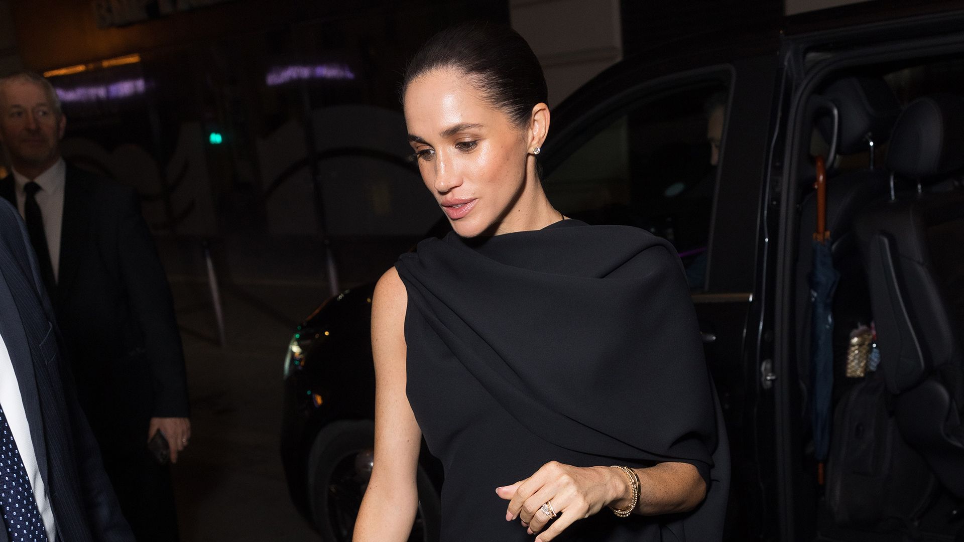 PARIS, FRANCE - OCTOBER 04: Meghan Markle, Duchess of Sussex attends the Balenciaga Womenswear Spring/Summer 2026 show as part of Paris Fashion Week on October 04, 2025 in Paris, France. (Photo by Arnold Jerocki/Getty Images for Balenciaga)