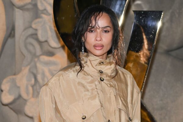 Zo&euml; Kravitz in Paris wearing a button up jacket with jessica mccormack earrings