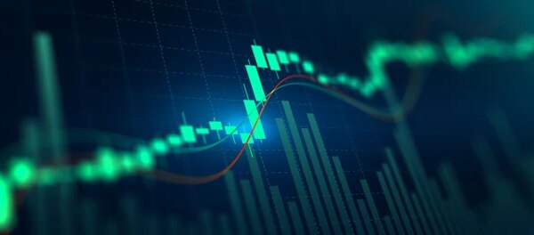 Financial static analysis. Online trading and Investment growth chart.