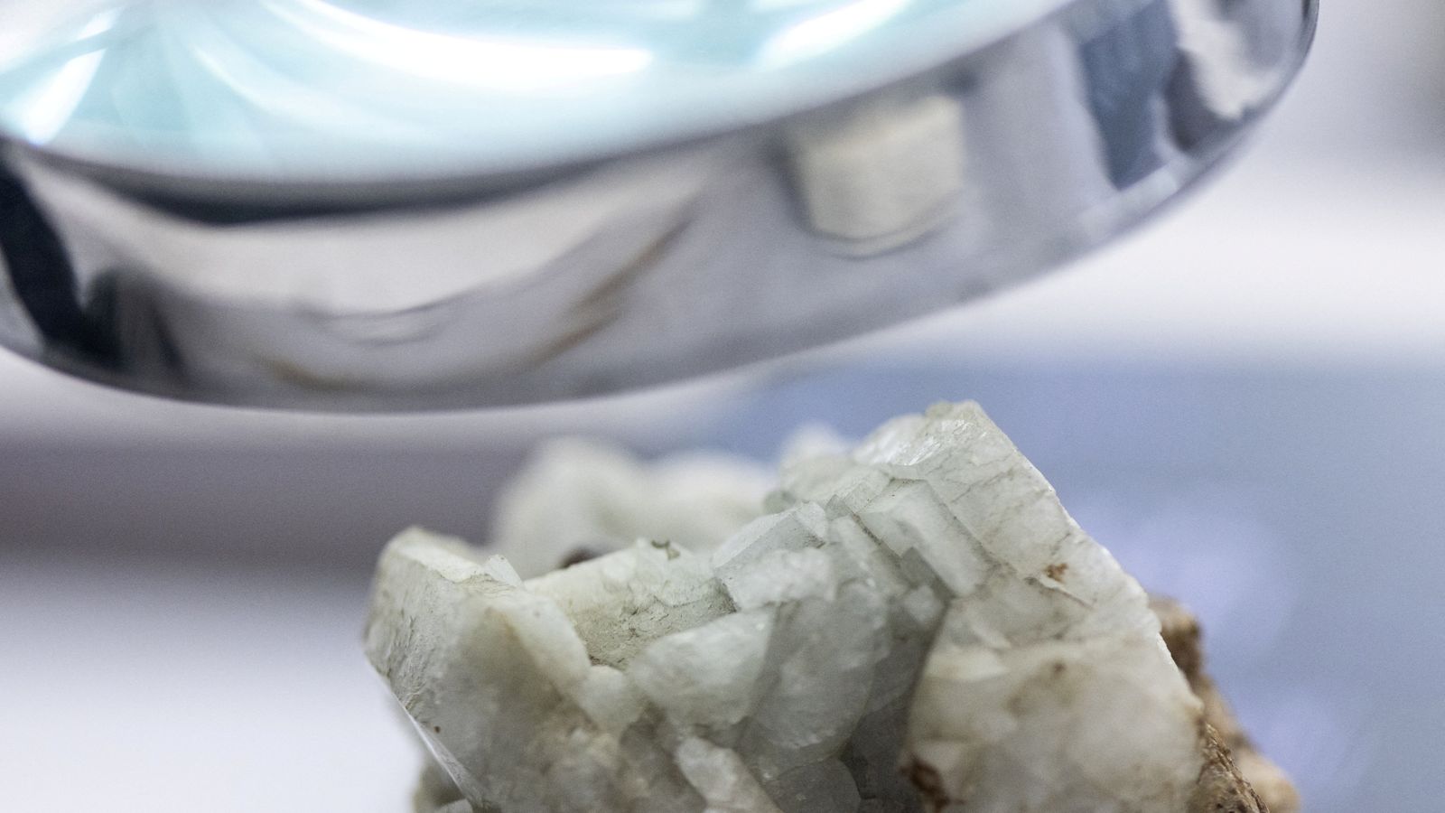 A sample of monazite ore, a mineral containing rare earth elements is displayed in Beijing. Pic: Maxim Shemetov/Reuters
