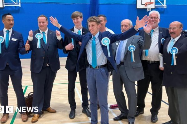 A group of Reform UK politicians after May's elections