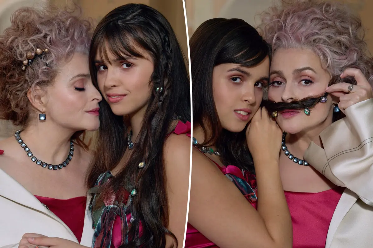 Helena Bonham Carter's daughter Nell Burton makes modeling debut with first fashion campaign together for jewelry company Larkspur & Hawk